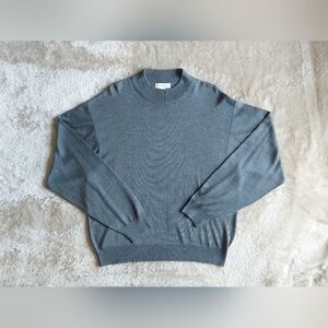 Anthology Men's Gray 100% Silk Soft Lightweight Mock Neck Sweater | XL